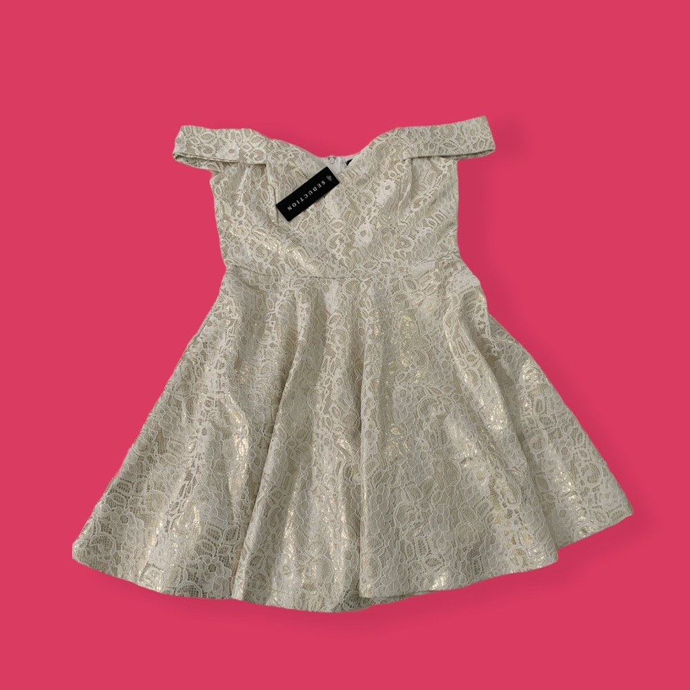 Cute white & gold strapless dress